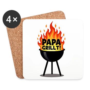 Barbecue Saison du barbecue Papa grillant au grill Papa grillant - Dessous de verre (lot de 4) - blanc - Devant
