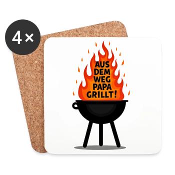 Barbecue Saison du barbecue Papa grillant au grill Papa grillant - Dessous de verre (lot de 4) - blanc - Devant