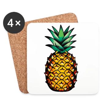 Tatouage classique : ananas - Dessous de verre (lot de 4) - blanc - Devant