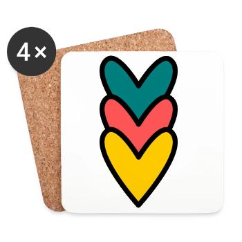 HERZ. HERZ. VALENTINSTAG. LIEBE. LIEBE. PAAR. - Untersetzer (4er-Set) - Weiß - Vorne