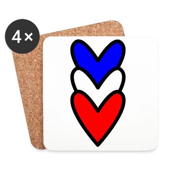 HEART. HEARTS. VALENTINE'S DAY. LOVE. LOVE. COUPLE. - Coasters (set of 4) - white - Front