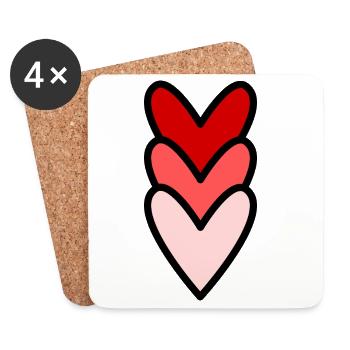 HERZ. HERZ. VALENTINSTAG. LIEBE. LIEBE. PAAR. - Untersetzer (4er-Set) - Weiß - Vorne