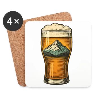 Montagne dans l’art de la bière de la montagne en verre - Dessous de verre (lot de 4) - blanc - Devant