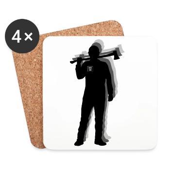 Lumberjack Shadow with Lumber Load - Coasters (set of 4) - white - Front