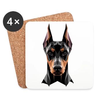 Doberman Motif Chien de Garde Fiers Dobermans - Dessous de verre (lot de 4) - blanc - Devant