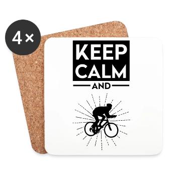 Keep Calm and Ride On Cycling Bicycle Graphic - Untersetzer (4er-Set) - Weiß - Vorne