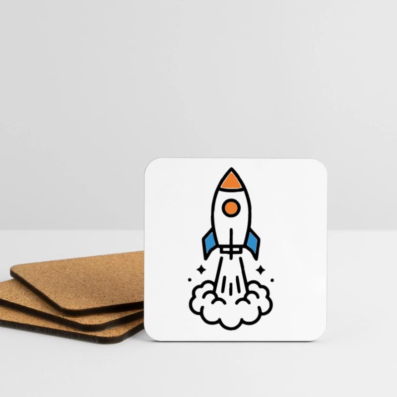 Comic spatial Rocket Launch Dessous de verre (lot de 4)