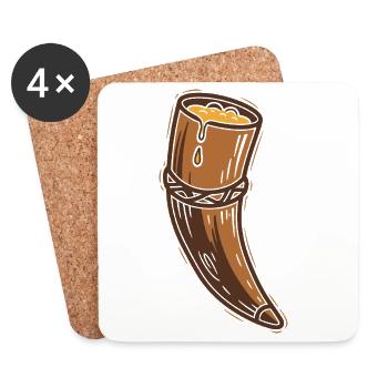Corne mielleuse de l’abondance - Dessous de verre (lot de 4) - blanc - Devant