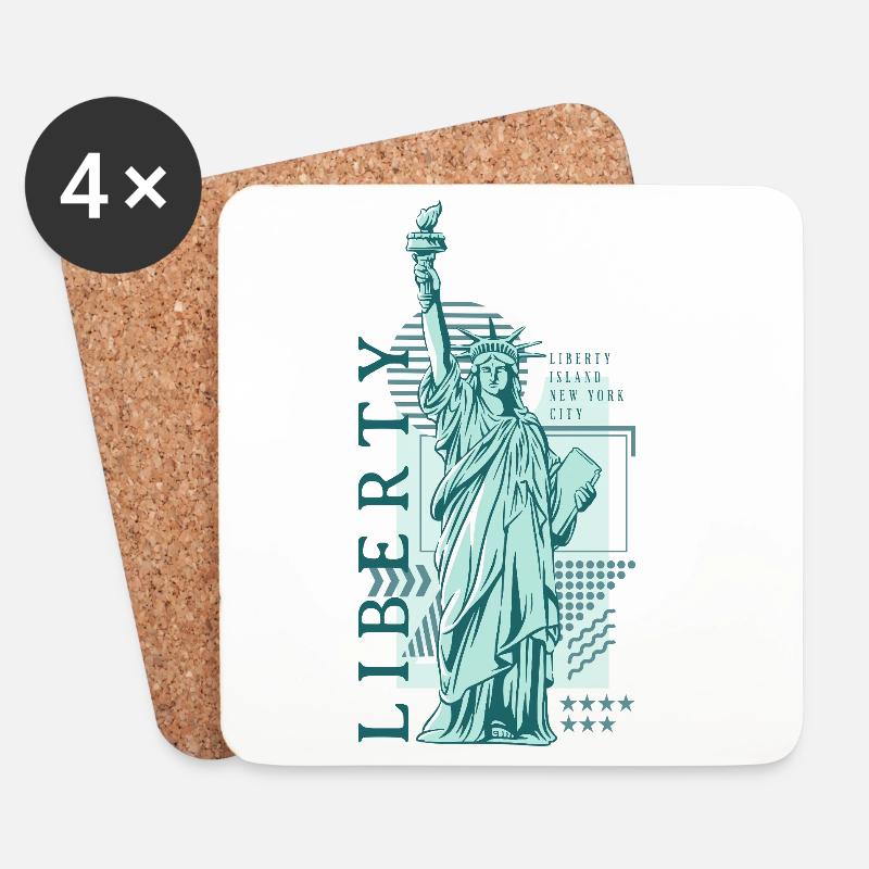 Vintage Blue Liberty - Untersetzer (4er-Set) - Weiß