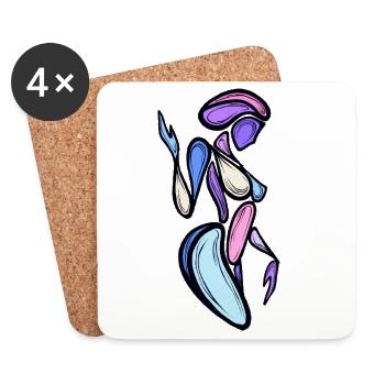 Abstract Woman Colorful Shape - Coasters (set of 4) - white - Front