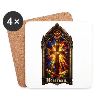 Résurrection Il est Jésus de Pâques ressuscité - Dessous de verre (lot de 4) - blanc - Devant