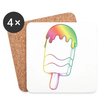 Contour de glace arc-en-ciel style néon - Dessous de verre (lot de 4) - blanc - Devant