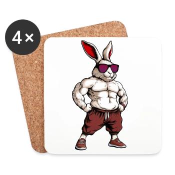 Sport Rabbit - Coasters (set of 4) - white - Front