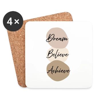 Dream Believe Achieve Bohemi Aesthetic Minimal Tee - Dessous de verre (lot de 4) - blanc - Devant