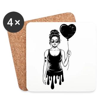  Frau Mit Sonnenbrille Und Herzballon Urban - Untersetzer (4er-Set) - Weiß - Vorne