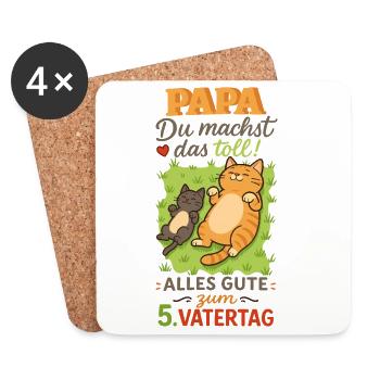 5. Vatertag - Papa Du machst das toll  - Untersetzer (4er-Set) - Weiß - Vorne