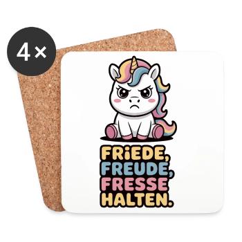 Süßes Einhorn Sarkasmus Spruch Fun Shirt - Untersetzer (4er-Set) - Weiß - Vorne