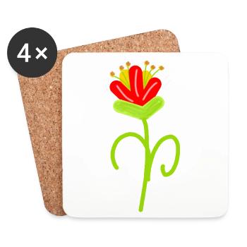 Dessin de fleurs ludique Fleurs Fleurs - Dessous de verre (lot de 4) - blanc - Devant