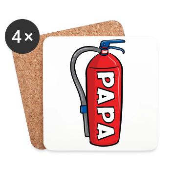 Annonceur du bébé - Papa pompier - Dessous de verre (lot de 4) - blanc - Devant