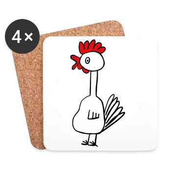 Minimalist Chicken Kids - Coasters (set of 4) - white - Front