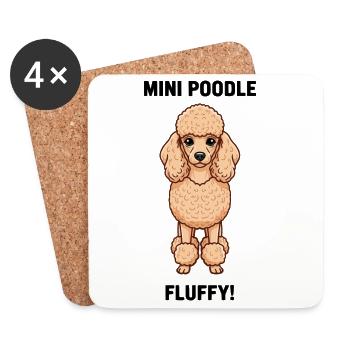 Chien Caniche Nain Poodle Fluffy Canin - Dessous de verre (lot de 4) - blanc - Devant