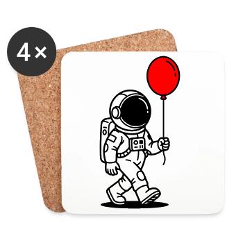 Astronaut with balloon - Coasters (set of 4) - white - Front