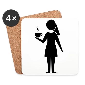 Kaffee Frau - Untersetzer (4er-Set) - Weiß - Vorne