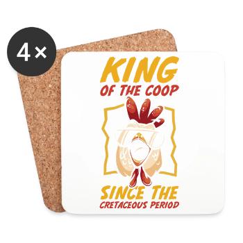 Élevage de coqs, volaille, poulet - Dessous de verre (lot de 4) - blanc - Devant