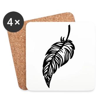 La plume noire - Dessous de verre (lot de 4) - blanc - Devant