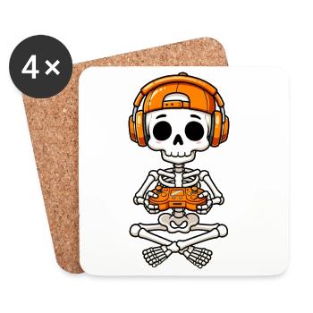 Halloween Gaming, Halloween Party, Skelett Gamer - Untersetzer (4er-Set) - Weiß - Vorne