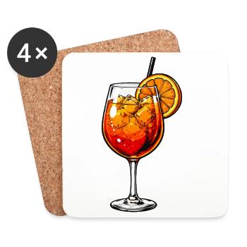 Illustration de verre cocktail orange brillant - Dessous de verre (lot de 4) - blanc - Devant