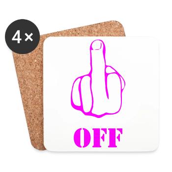 Pink Middlefinger Off. Fuck Off - Untersetzer (4er-Set) - Weiß - Vorne