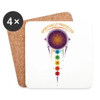 Spiritualité Géométrie Sacrée Protégée Spirituellement - Dessous de verre (lot de 4) - blanc - Devant