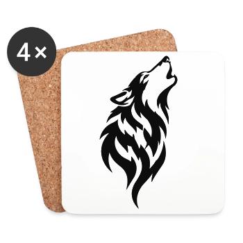 Wolfsruf Silhouette Druck - Untersetzer (4er-Set) - Weiß - Vorne