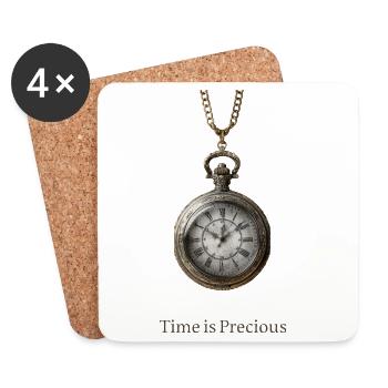 Antique bronze pocket clock - Coasters (set of 4) - white - Front
