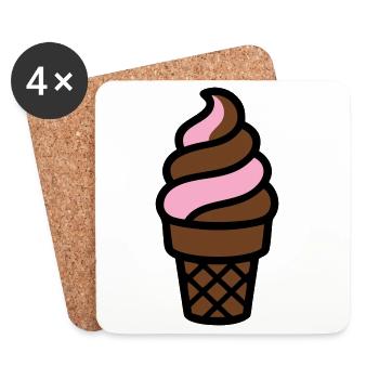 Softeis Eiswaffel Logo - Coasters (set of 4) - white - Front