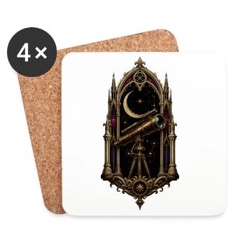 Gothic Telescope Cathedral Astronomy Art - Coasters (set of 4) - white - Front