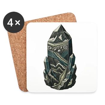 Geological Time Crystal Strata and Fossils - Coasters (set of 4) - white - Front