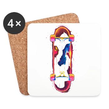 Skateboard 80s Look - Coasters (set of 4) - white - Front