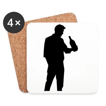 Mann mit Flasche im Profil Silhouette - Untersetzer (4er-Set) - Weiß - Vorne