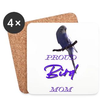 PROUD BIRD MOM Geschenkidee Wellensittich süß  - Untersetzer (4er-Set) - Weiß - Vorne