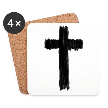 CROIX DESSINÉE - Dessous de verre (lot de 4) - blanc - Devant