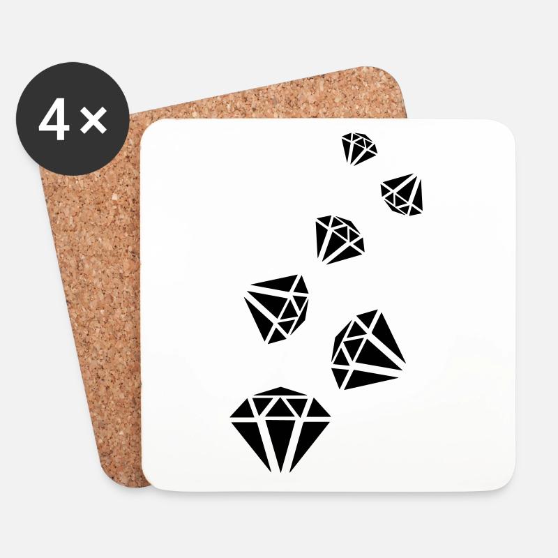 Diamant Icon Silhouette - Untersetzer (4er-Set) - Weiß