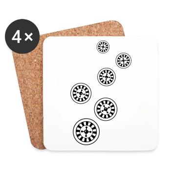 Symbole d’icône de roulette - Dessous de verre (lot de 4) - blanc - Devant