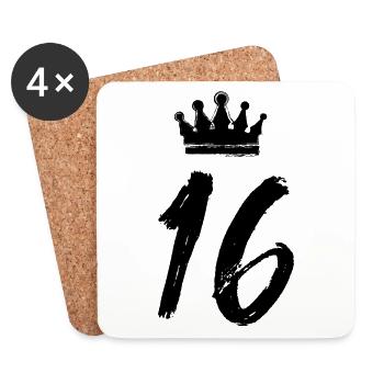 16 Zahl Krone - Untersetzer (4er-Set) - Weiß - Vorne