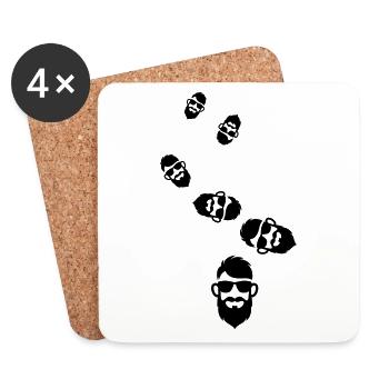 Symbole de barbe du visage - Dessous de verre (lot de 4) - blanc - Devant