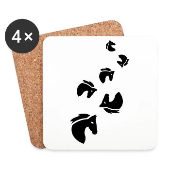 Symbole du cheval - Dessous de verre (lot de 4) - blanc - Devant