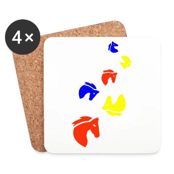Équitation - Dessous de verre (lot de 4) - blanc - Devant