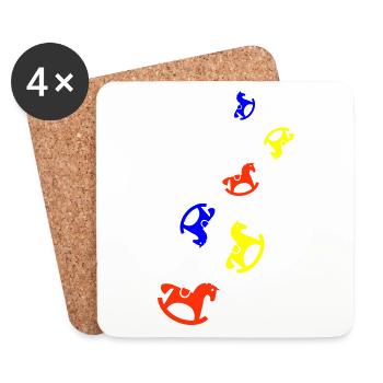 Rocking Horse Toy Baby - Coasters (set of 4) - white - Front