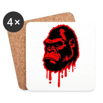 Gorilla Symbol Head - Coasters (set of 4) - white - Front